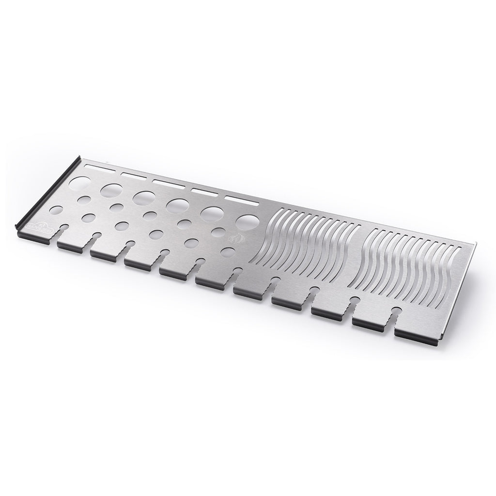 Stainless steel grilling rack insert with heat slots and raised ridges