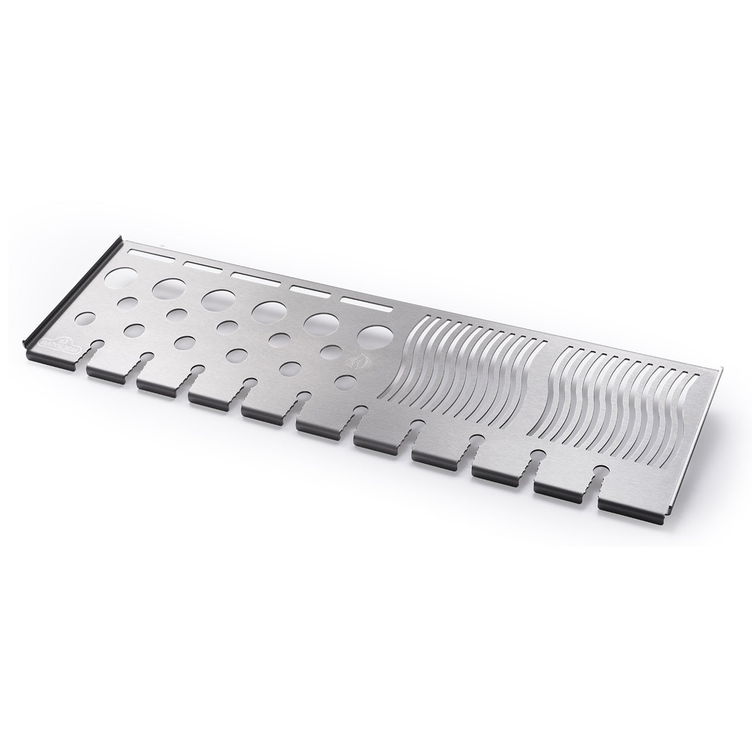 Stainless steel grilling rack insert with heat slots and raised ridges
