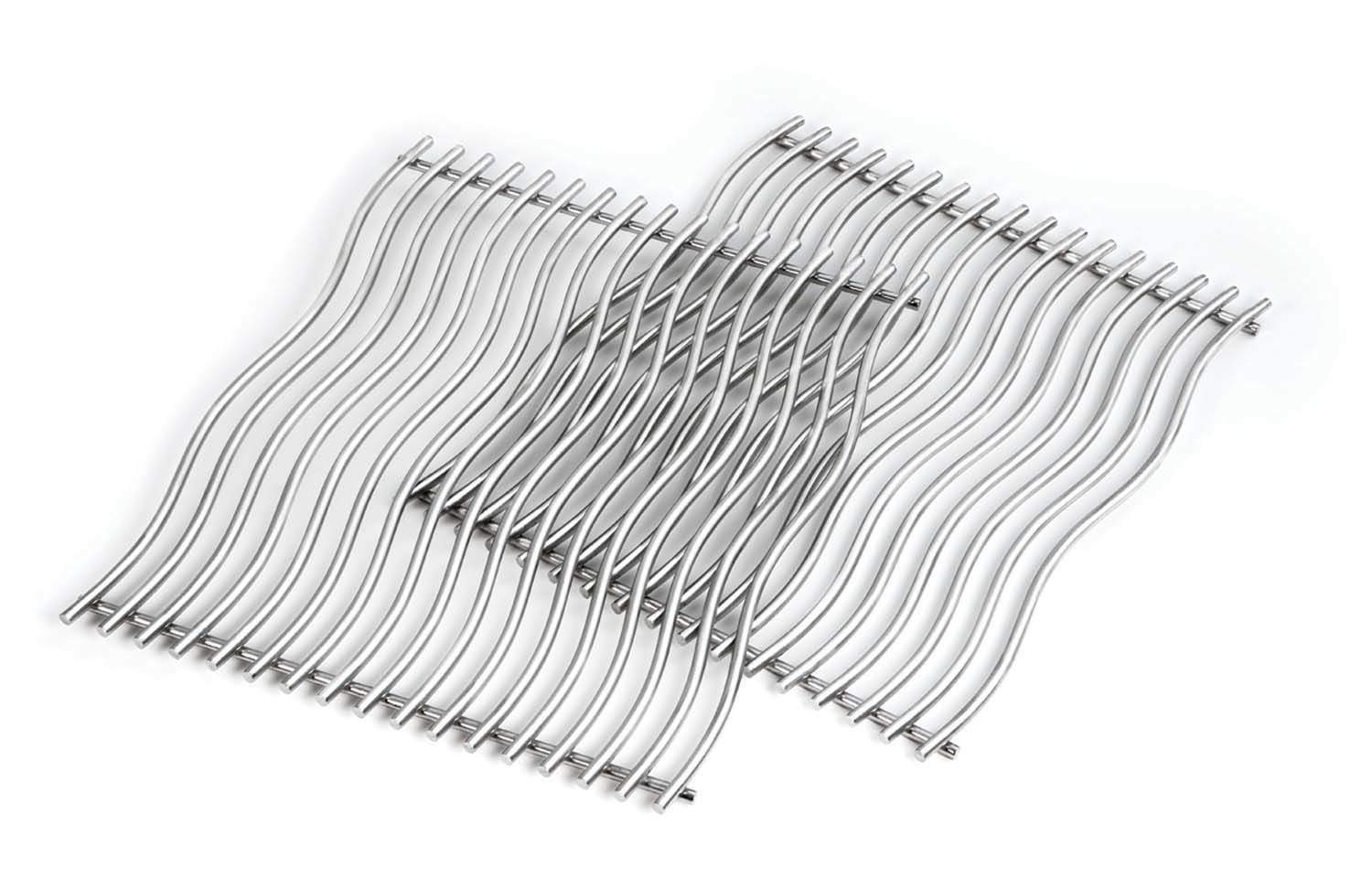 Stainless steel wave cooking grids, set of 2, with parallel bars and curved waves