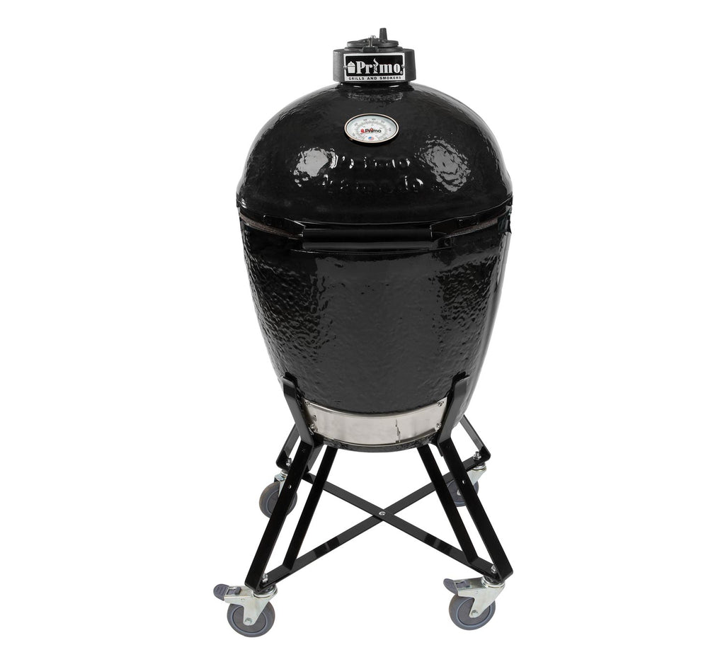 Primo CRH-177308 Round Ceramic Charcoal Kamado Grill Head on Wheeled Cradle