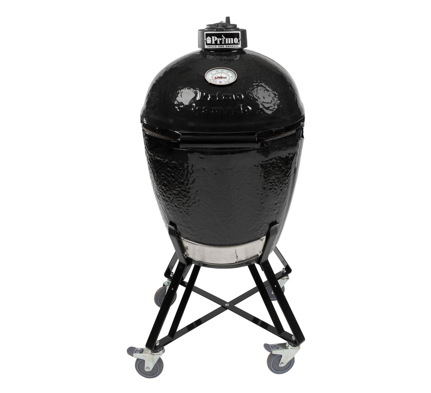 Primo CRH-177308 Round Ceramic Charcoal Kamado Grill Head on Wheeled Cradle