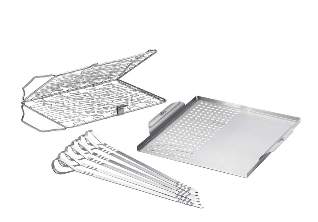 Healthy choice starter kit with perforated tray, folding rack, and metal tongs