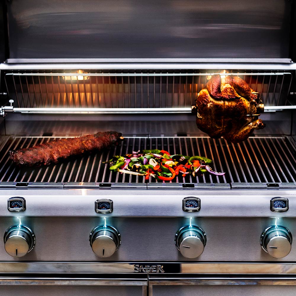 Saber Stainless Steel Rotisserie Rod for 4-Burner Grill