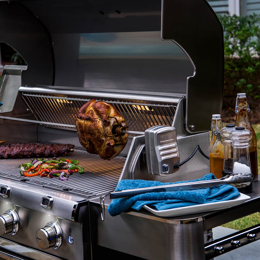 Saber Stainless Steel Rotisserie Rod for 4-Burner Grill