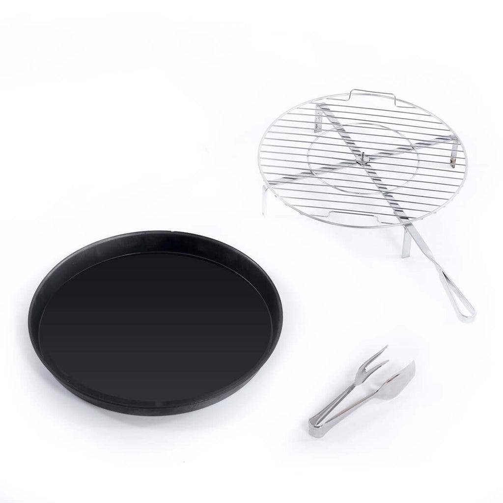 Round wire grilling grate with three-legged stand