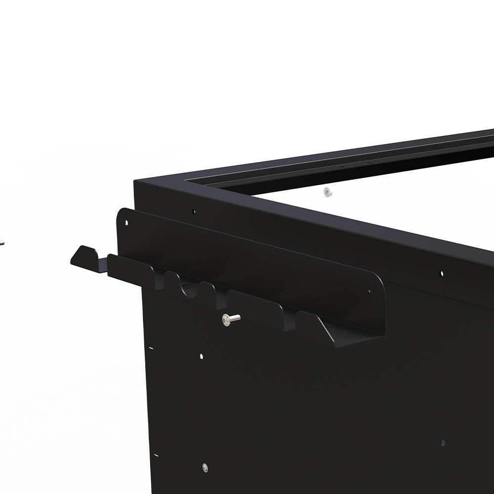 Black peel holder mounting bar with brackets and visible screw holes