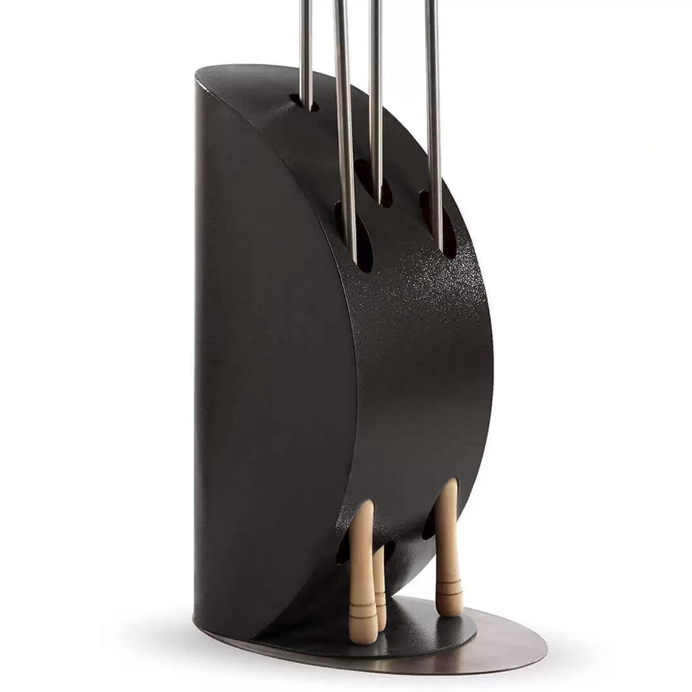 Pizza peel holder in anthracite grey with three vertical slots and round base