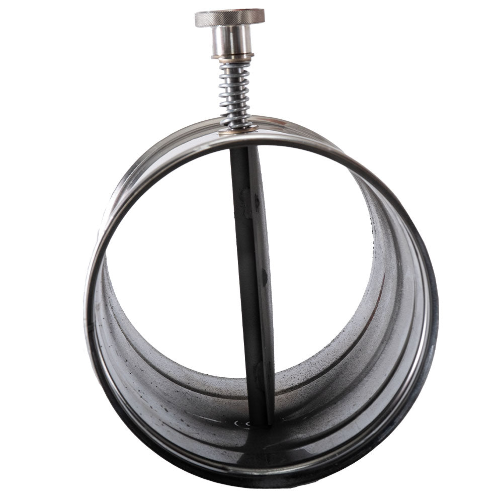 Stainless steel valve with threaded stem and black flexible gasket