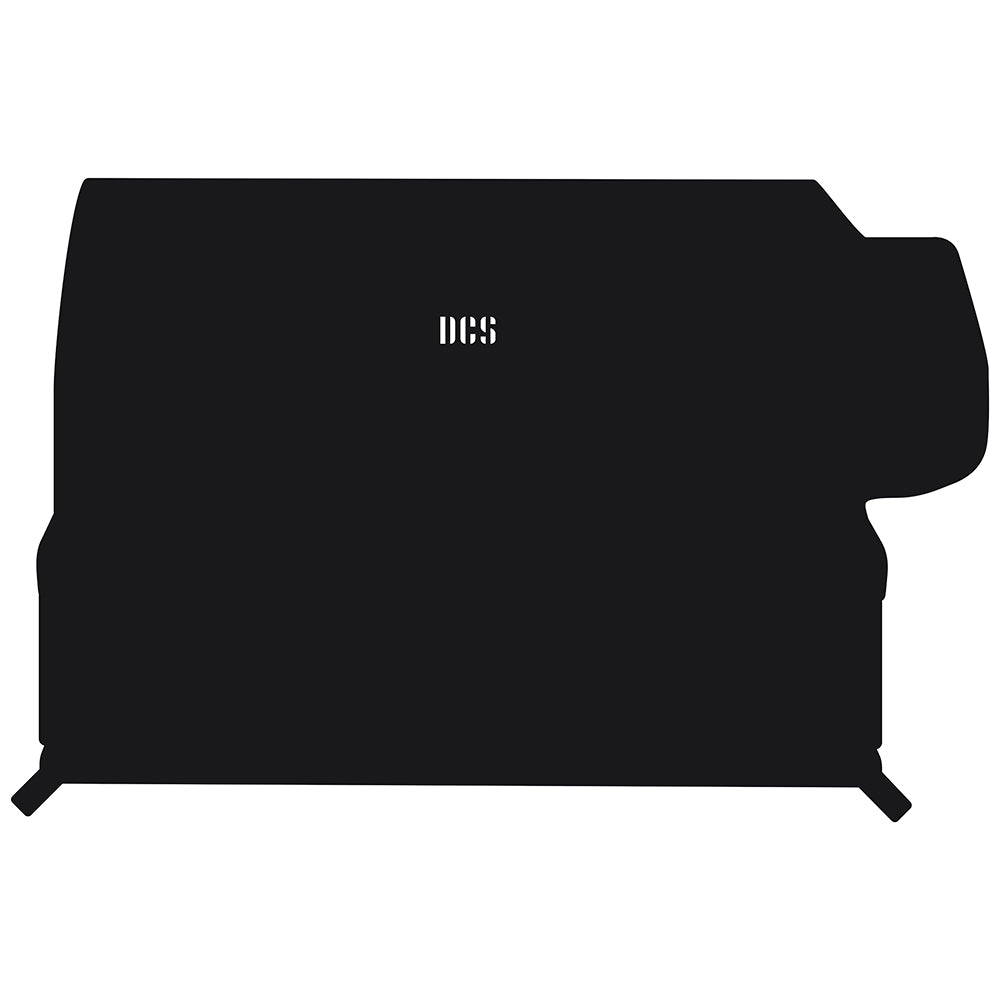 DCS vinyl built-in grill cover, dark with logo and front tab openings
