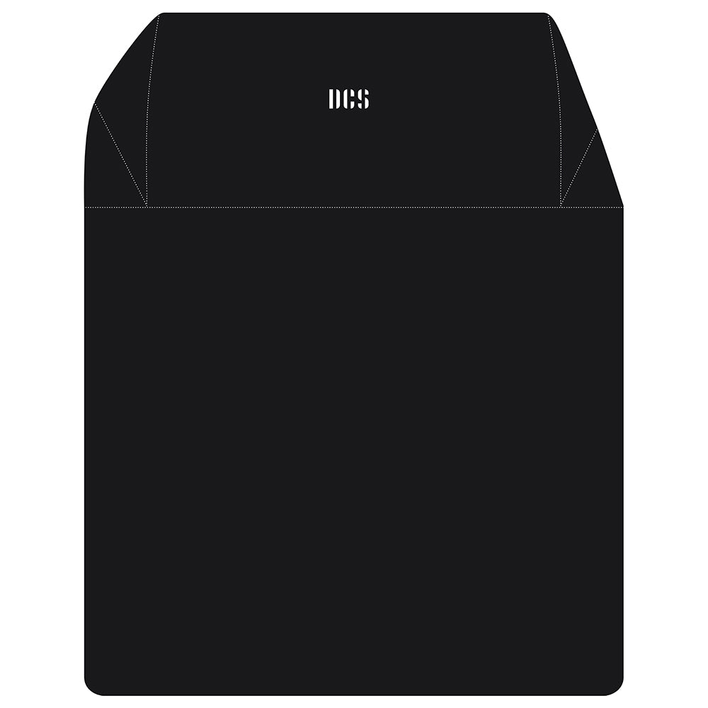 Freestanding black vinyl grill cover with fitted top
