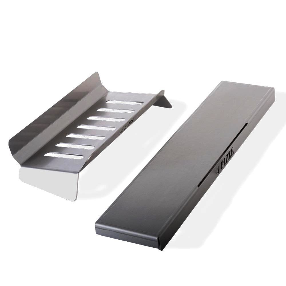 Pizza oven hybrid kit, dark gray metal side insert with vent slots and cover plate