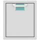 Single access door with mesh vent and teal color insert, light gray frame and black border