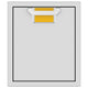Single access door with mesh vent and yellow color insert, light gray frame and black border