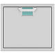 Stainless single access door with teal textured vent insert and recessed handle, 24-inch