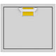 Stainless single access door with yellow vent insert and recessed handle, 24-inch size