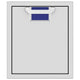 Single access door with mesh vent and blue color insert, light gray frame and black border