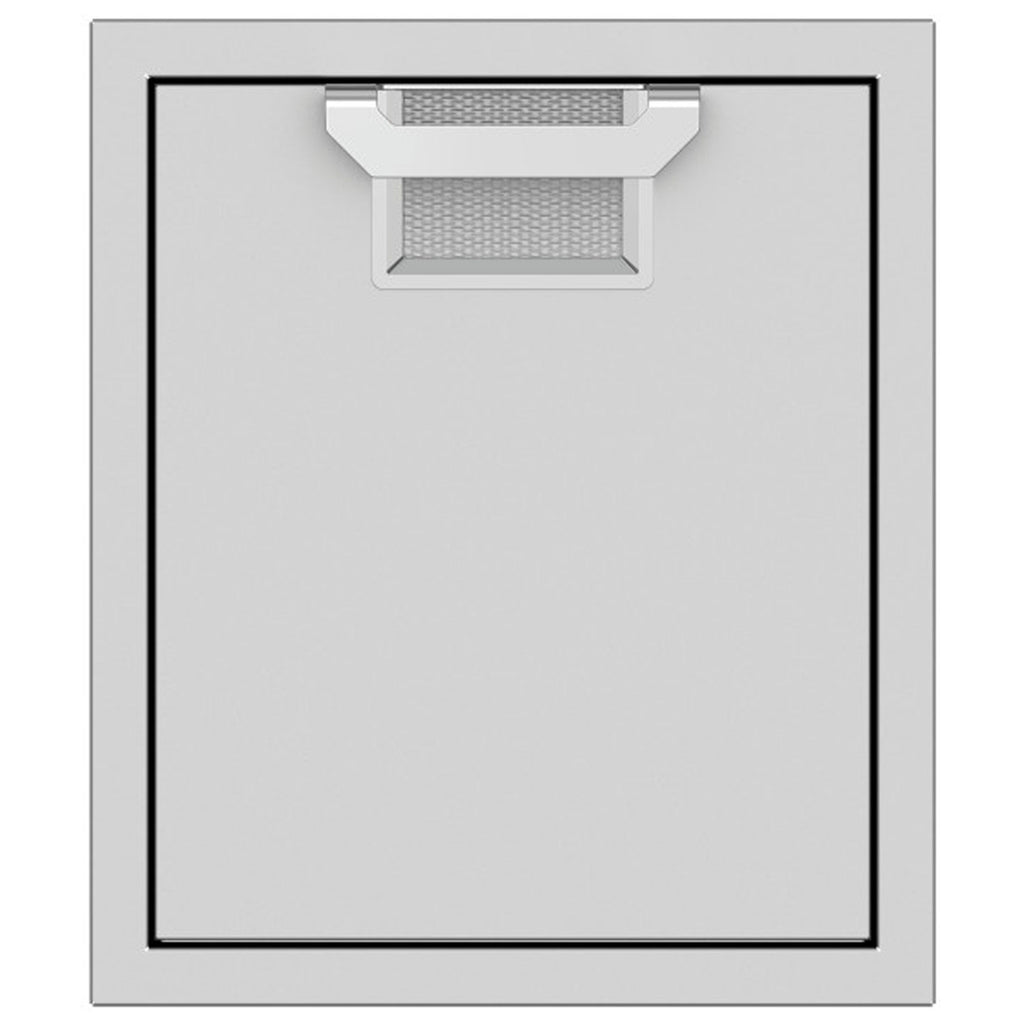 Single access door with mesh vent, light gray frame and black inner border