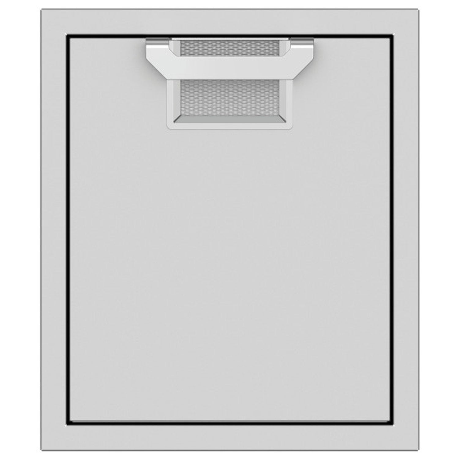 Single access door with mesh vent, light gray frame and black inner border