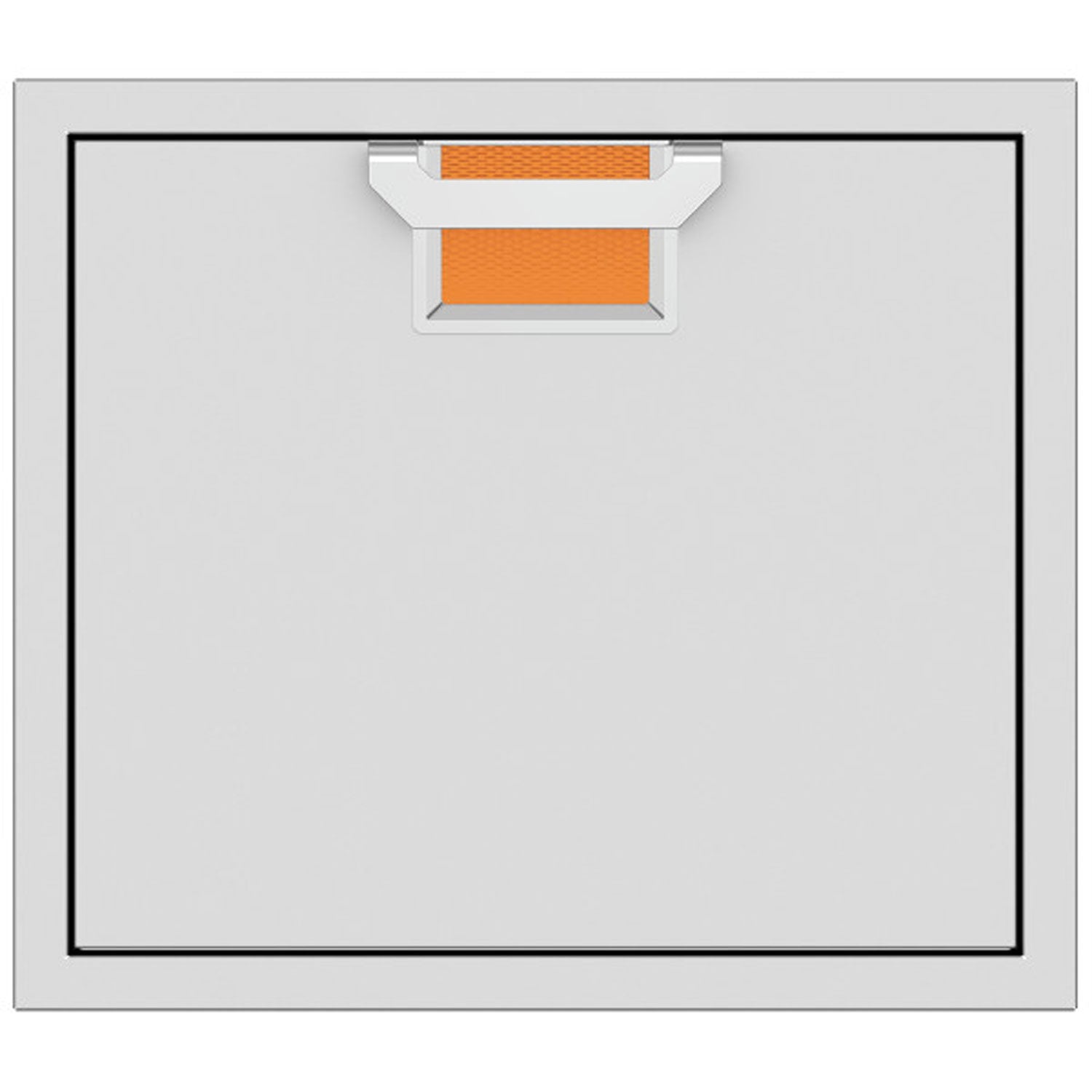 Stainless single access door with orange vent insert and recessed handle, 24-inch size