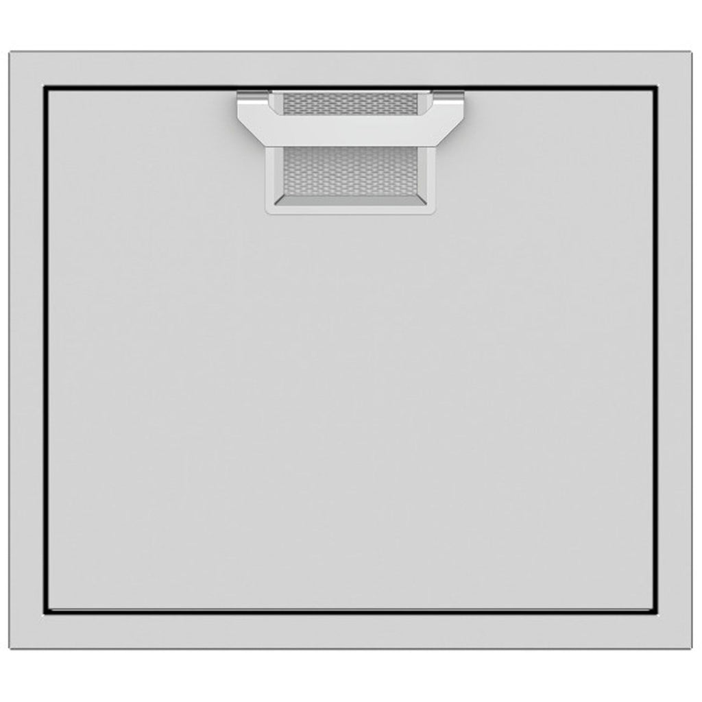 Stainless single access door with light gray vent insert and recessed handle, 24-inch