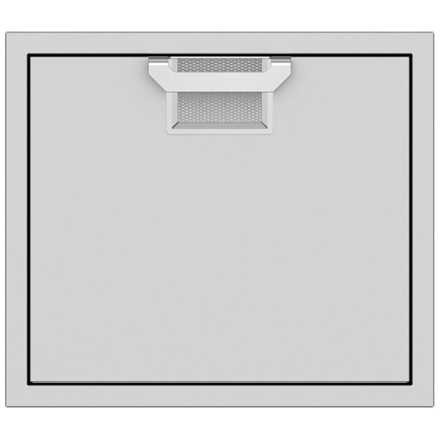 Stainless single access door with light gray vent insert and recessed handle, 24-inch