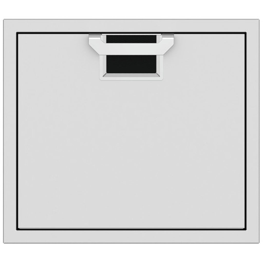 Stainless single access door with dark vent insert and recessed handle, 24-inch size