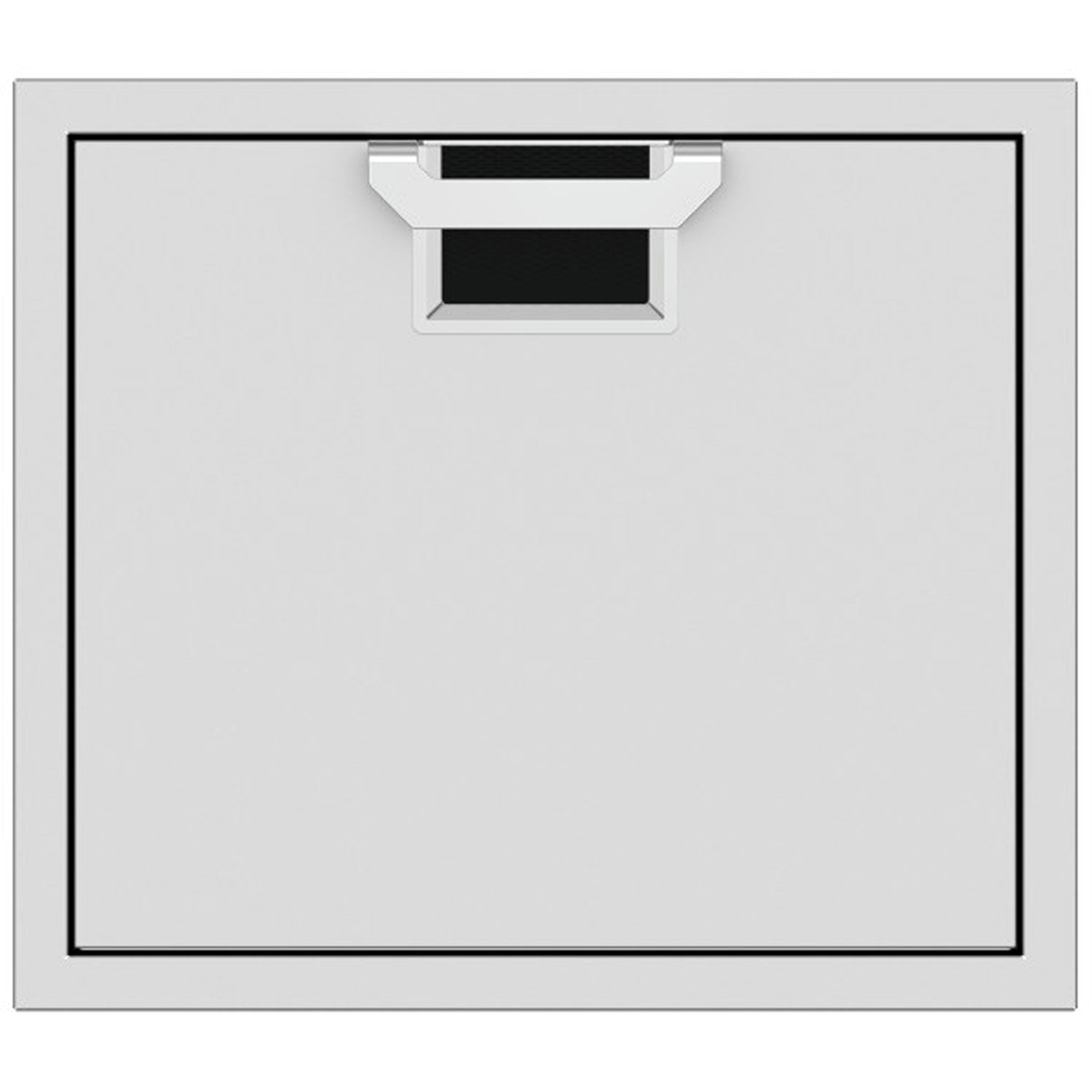Stainless single access door with dark vent insert and recessed handle, 24-inch size