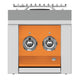 Stainless steel double side burner with two control knobs on orange panel