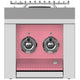 Double side burner with two control knobs, green front panel