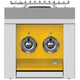 Double side burner with two control knobs, yellow front panel