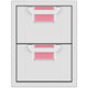 Double storage drawer unit with two closed drawers and textured pink pull-out trays inside.