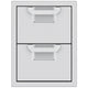 Double storage drawer unit with two closed drawers and textured gray pull-out trays inside.