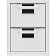 Double storage drawer unit with two closed drawers and textured black pull-out trays inside.