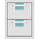 Double storage drawer unit with two closed drawers and textured teal pull-out trays inside.