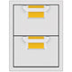 Aspire by Hestan double storage drawers, two stacked drawers with metal handles and yellow inserts