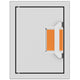 Paper towel dispenser with orange paper towels in wall-mount opening