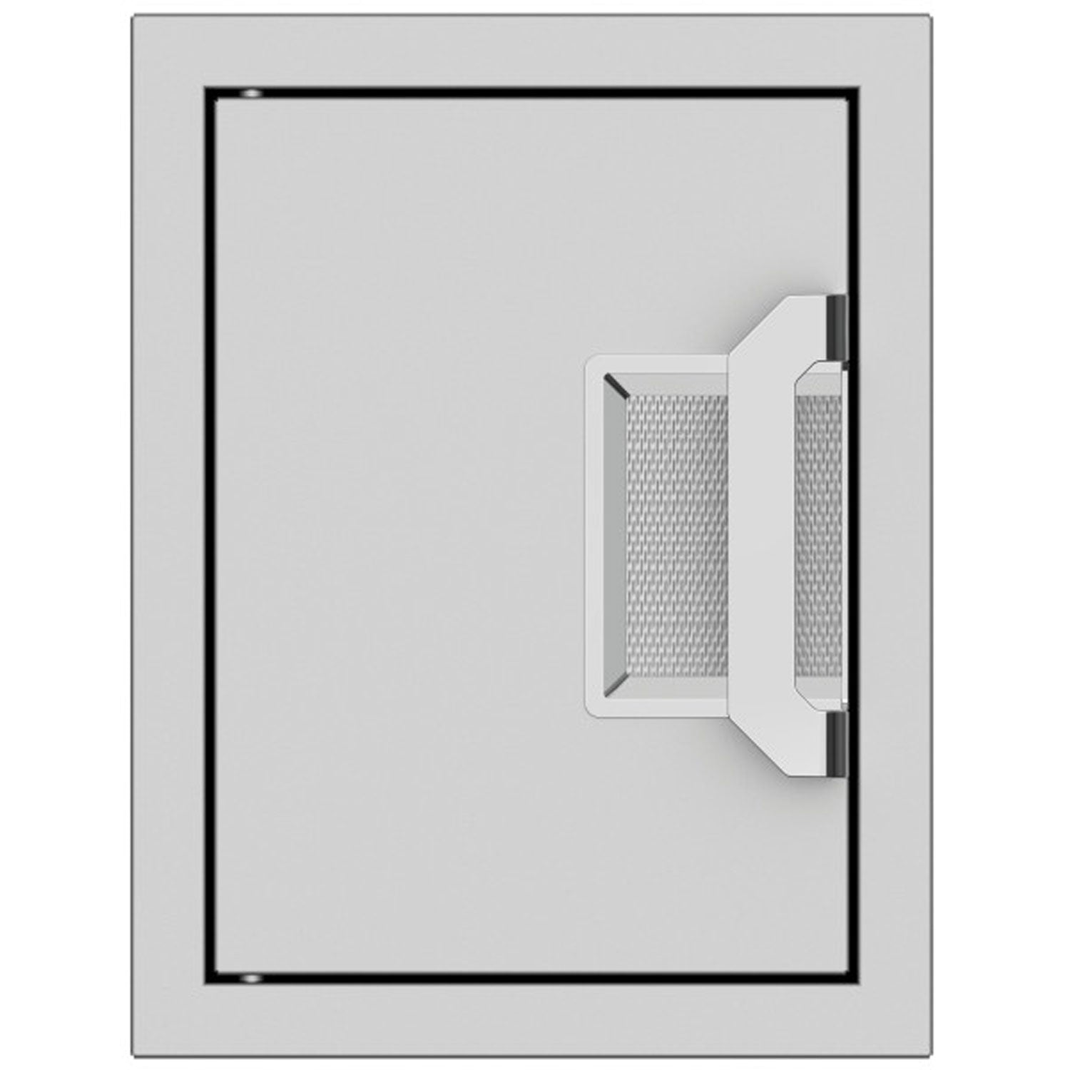 Paper towel dispenser with light gray paper towels in wall-mount opening