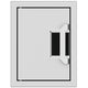 Paper towel dispenser with dark paper towels in wall-mount opening