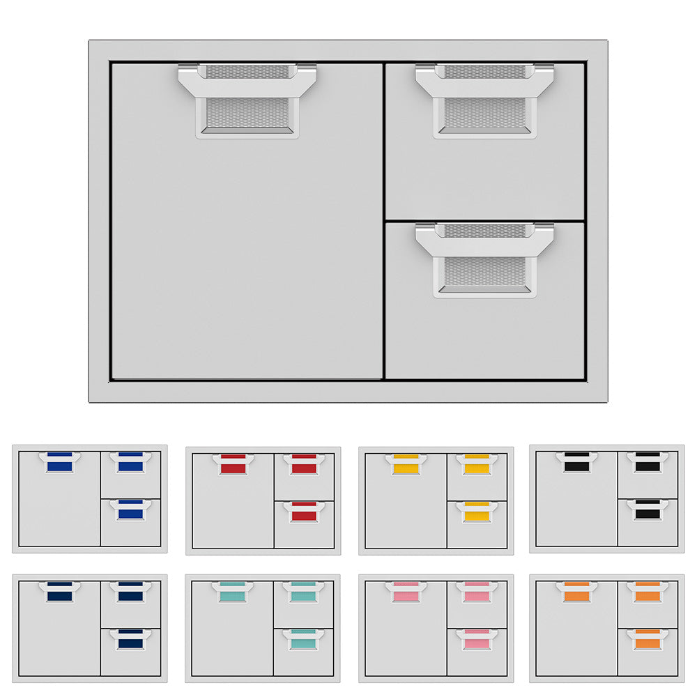 Double drawer storage cabinet with three pull-out mesh bins in light gray
