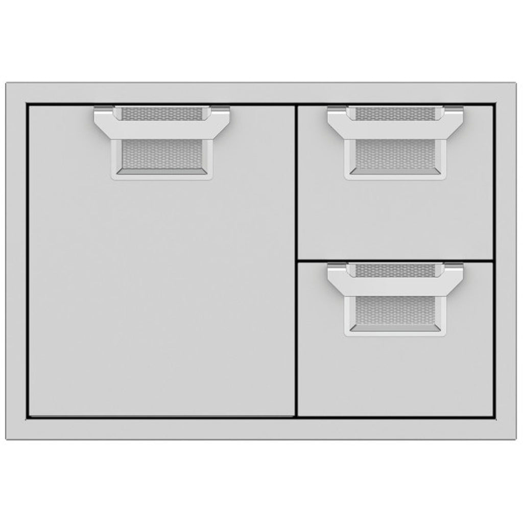 Double drawer storage cabinet with two sections and three pull-out mesh trays, light gray