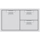 Storage drawer unit with cabinet door and two drawers, light gray drawer interiors
