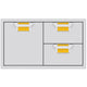 Double drawer and storage door unit with three drawers and stainless frame