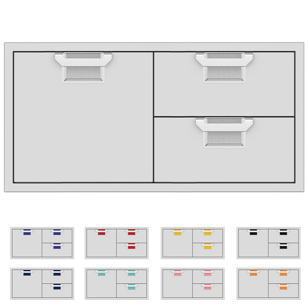 Double drawer and storage door cabinet with two drawers and two doors, light gray
