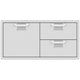 Double drawer and storage door cabinet with two drawers and two doors, light gray front