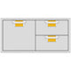 42-inch double drawer and storage combo with two large gray drawers, gold accents
