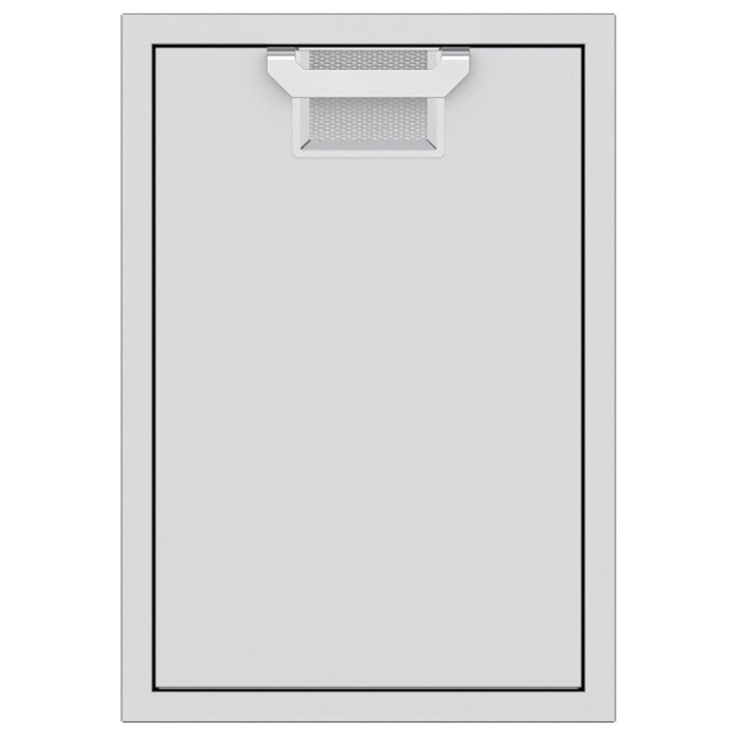 Trash storage drawer with metal frame and empty inner bin compartment