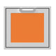 Single access door with orange solid insert in silver frame
