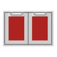 Double access doors by Hestan AGAD30 with red panel inserts and light gray frame