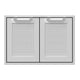 Double access doors by Hestan AGAD30 with textured mesh panels, light gray frame