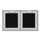 Double access doors with two square inserts, black panels